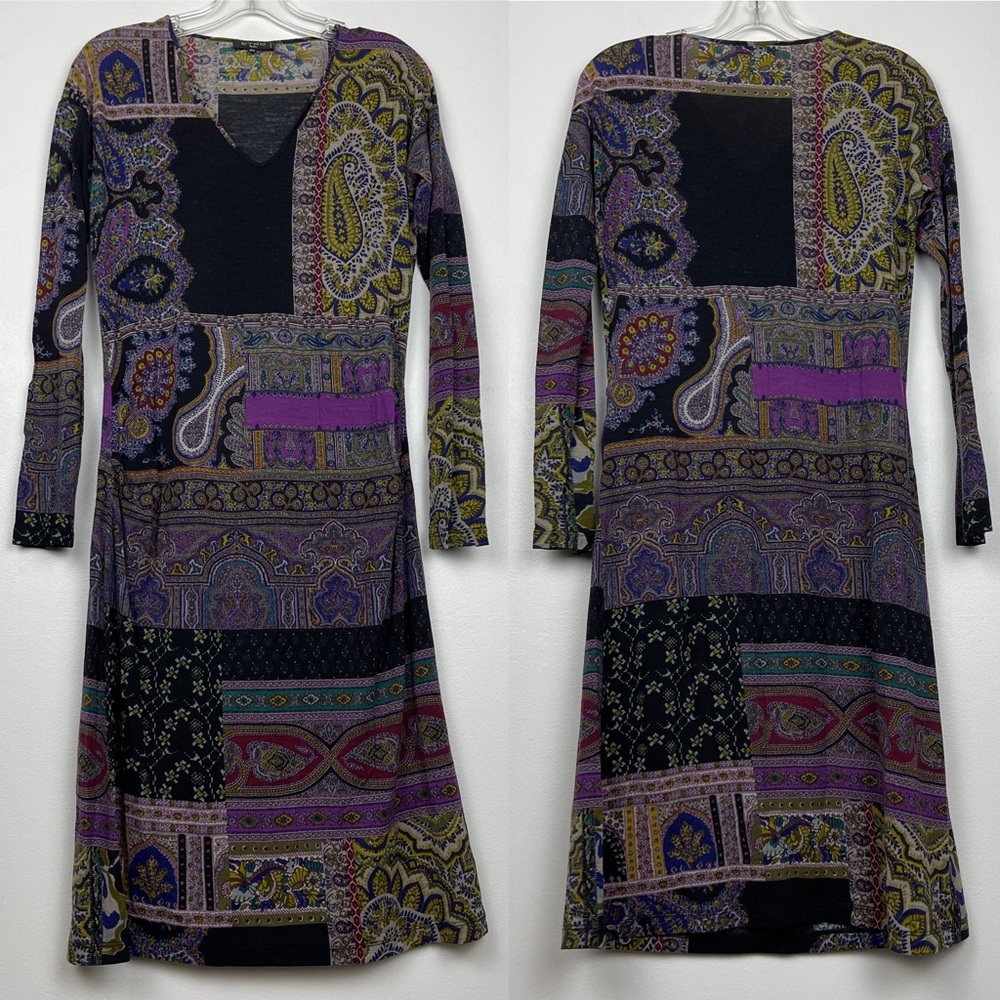 ETRO Paisley Printed Half Sleeve Wool Blend Dress - Picture 2 of 8